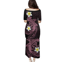 Aloha Hammerhead Shark Family Matching Puletasi and Hawaiian Shirt Vivacious Pink Hawaiian Kakau Tribal Tattoo