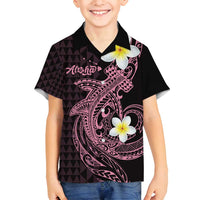 Aloha Hammerhead Shark Family Matching Tank Maxi Dress and Hawaiian Shirt Vivacious Pink Hawaiian Kakau Tribal Tattoo LT9 Son's Shirt Pink - Polynesian Pride