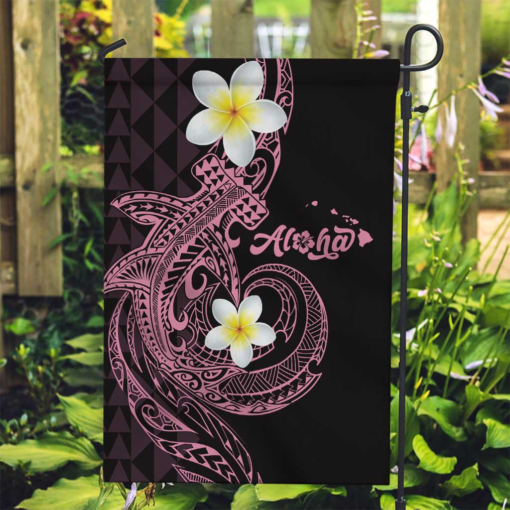Aloha Hammerhead Shark Garden Flag Vivacious Pink Hawaiian Kakau Tribal Tattoo LT9 Garden Flag Pink - Polynesian Pride