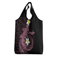 Aloha Hammerhead Shark Grocery Bag Vivacious Pink Hawaiian Kakau Tribal Tattoo