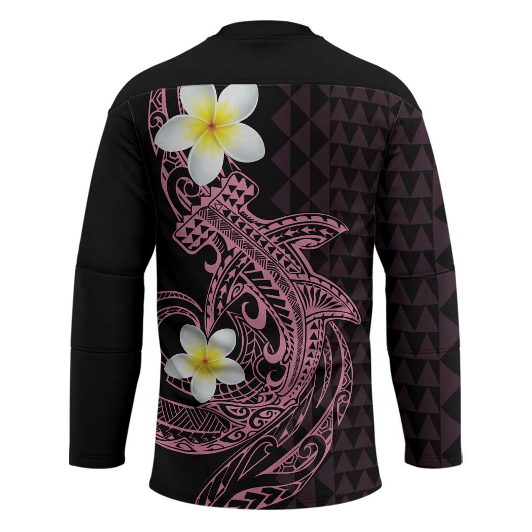 Aloha Hammerhead Shark Hockey Jersey Vivacious Pink Hawaiian Kakau Tribal Tattoo - Polynesian Pride