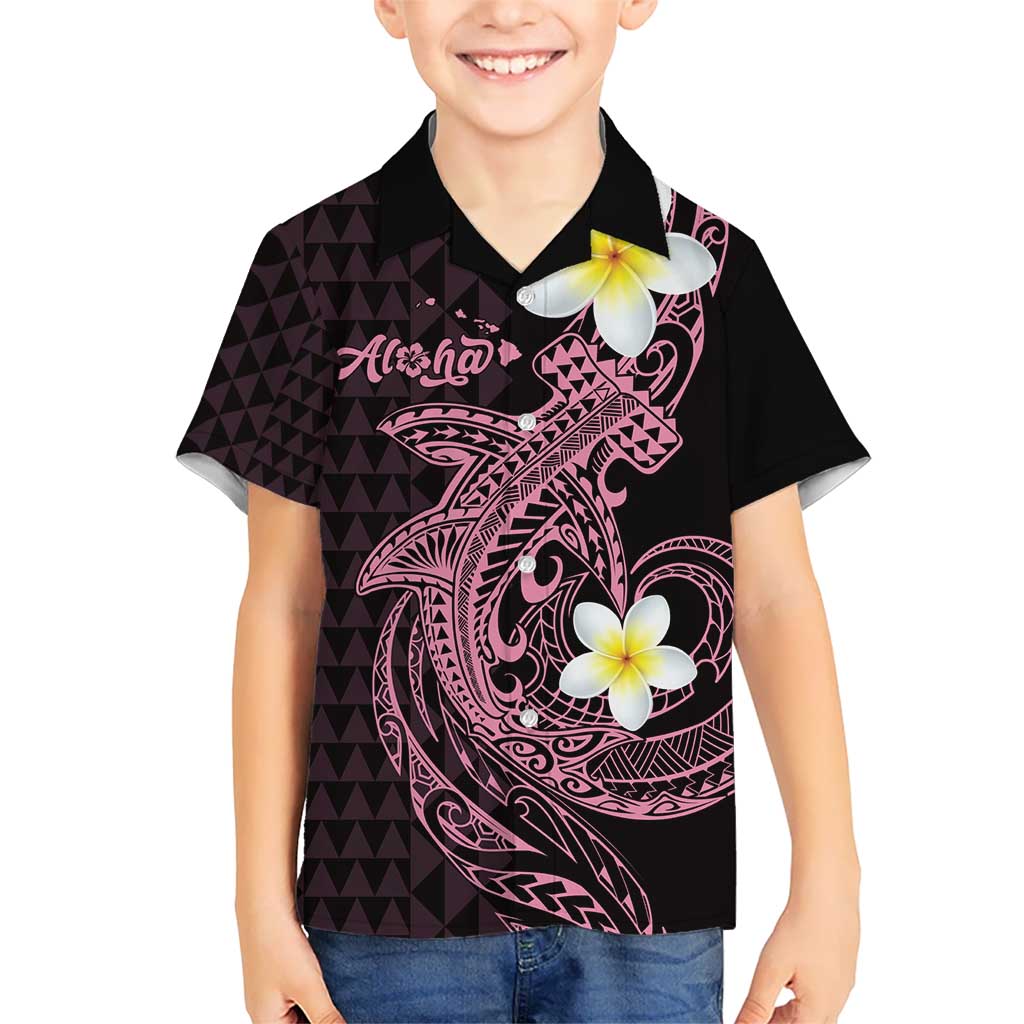 Aloha Hammerhead Shark Kid Hawaiian Shirt Vivacious Pink Hawaiian Kakau Tribal Tattoo LT9 Kid Pink - Polynesian Pride