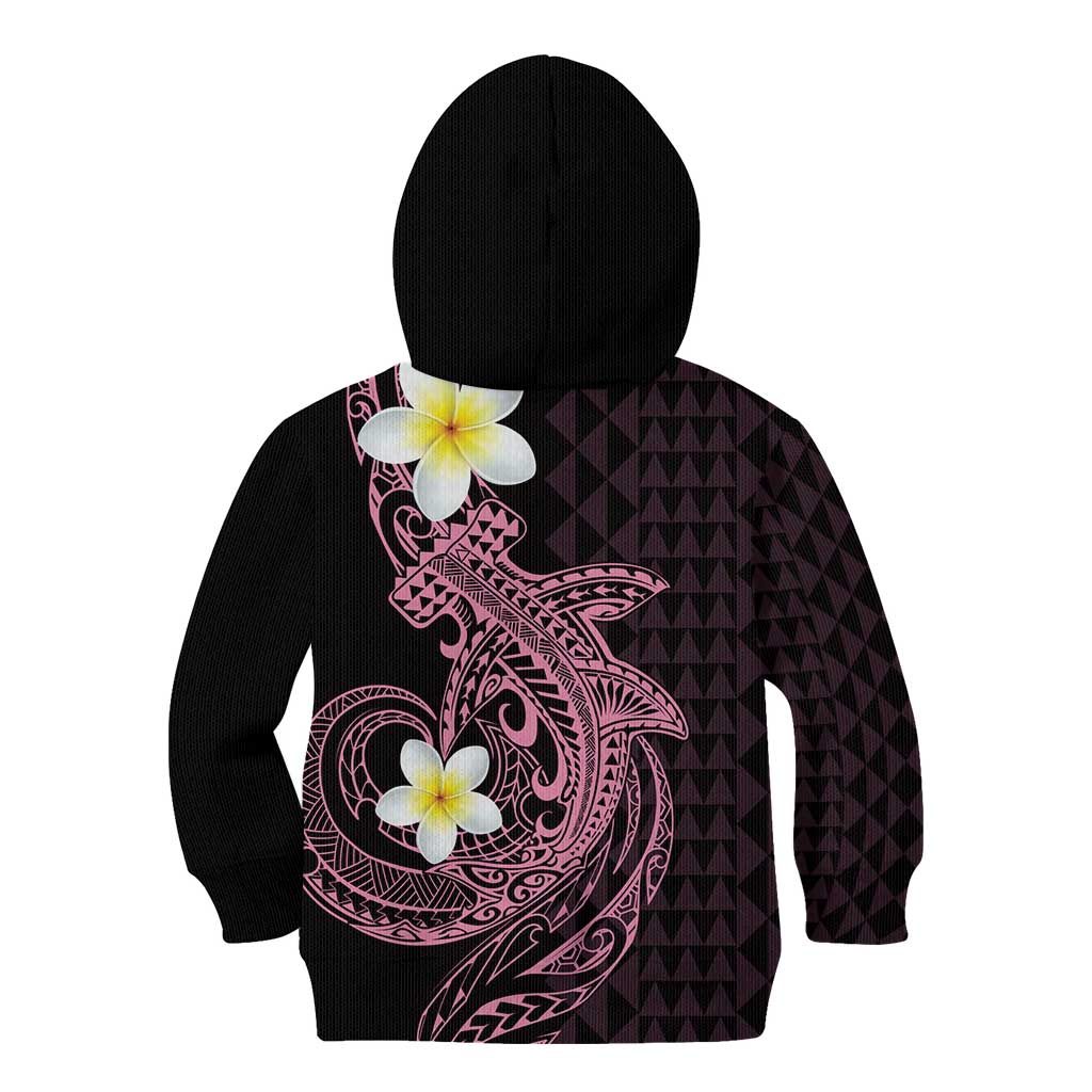 Aloha Hammerhead Shark Kid Hoodie Vivacious Pink Hawaiian Kakau Tribal Tattoo