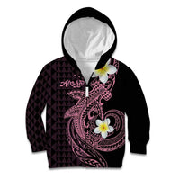 Aloha Hammerhead Shark Kid Hoodie Vivacious Pink Hawaiian Kakau Tribal Tattoo