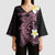 Aloha Hammerhead Shark Kimono Sleeve Blouse Vivacious Pink Hawaiian Kakau Tribal Tattoo - Polynesian Pride