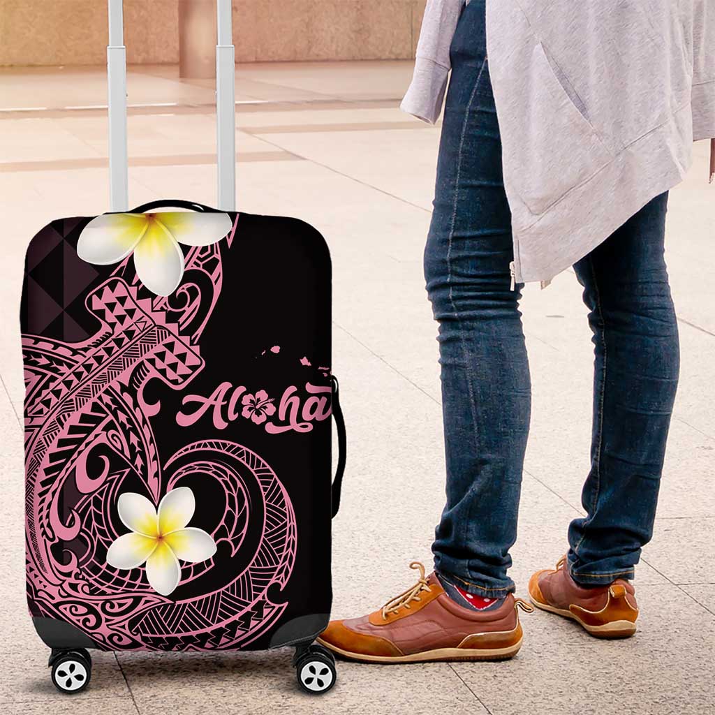 Aloha Hammerhead Shark Luggage Cover Vivacious Pink Hawaiian Kakau Tribal Tattoo