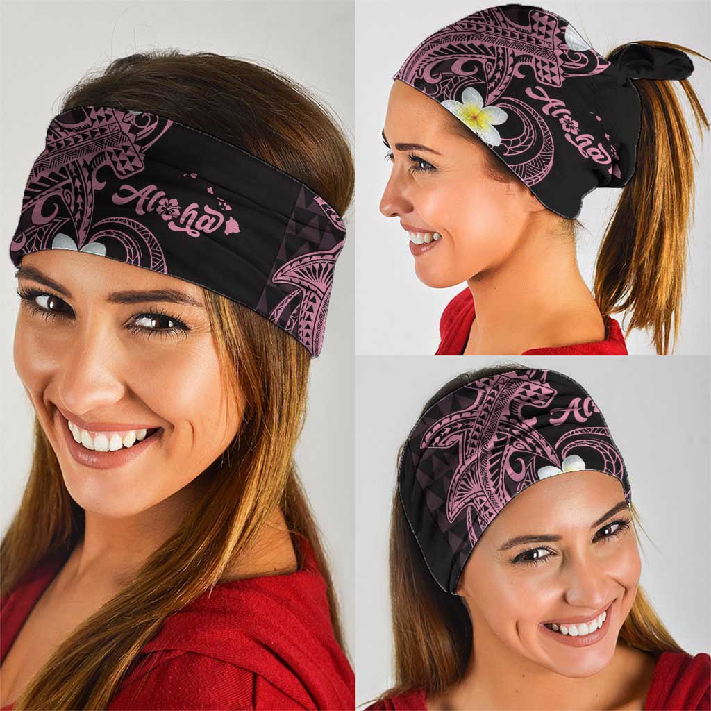 Aloha Hammerhead Shark Neck Gaiter Vivacious Pink Hawaiian Kakau Tribal Tattoo - Polynesian Pride