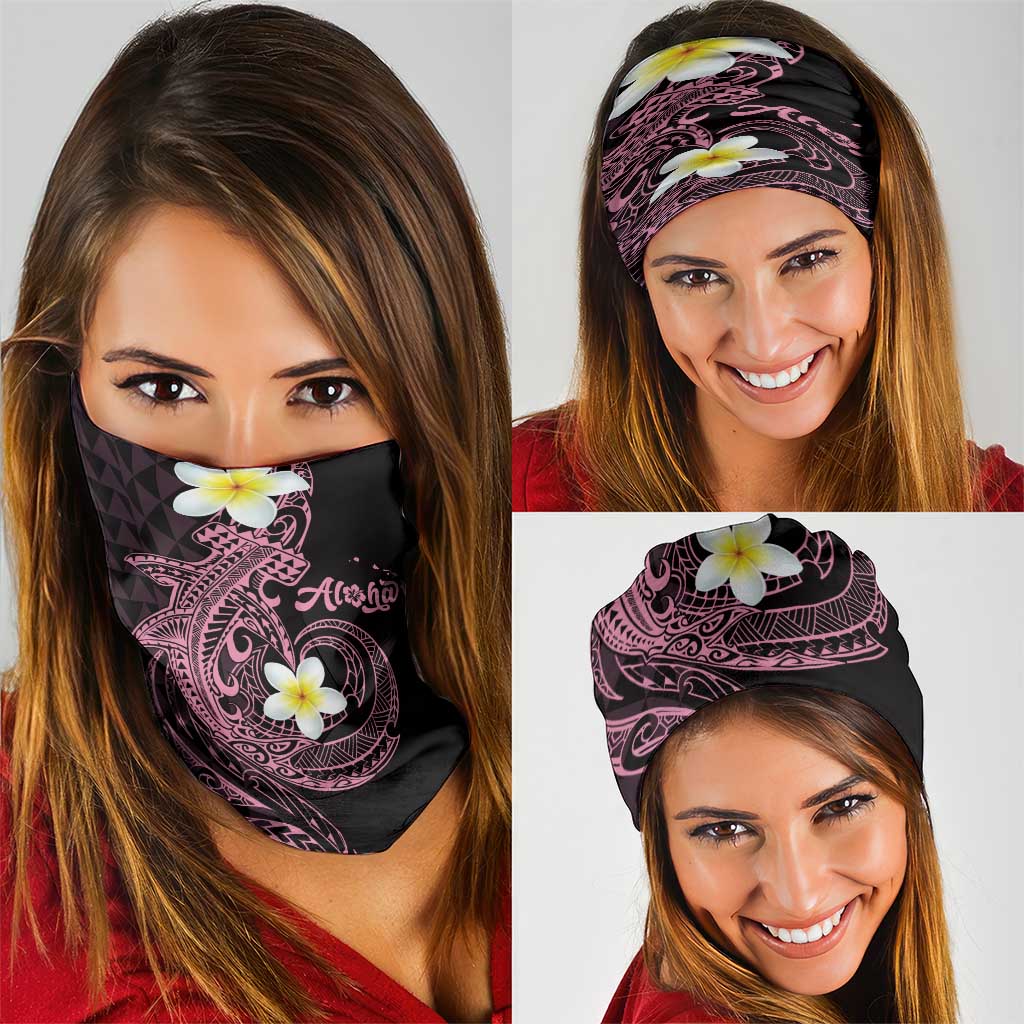 Aloha Hammerhead Shark Neck Gaiter Vivacious Pink Hawaiian Kakau Tribal Tattoo - Polynesian Pride