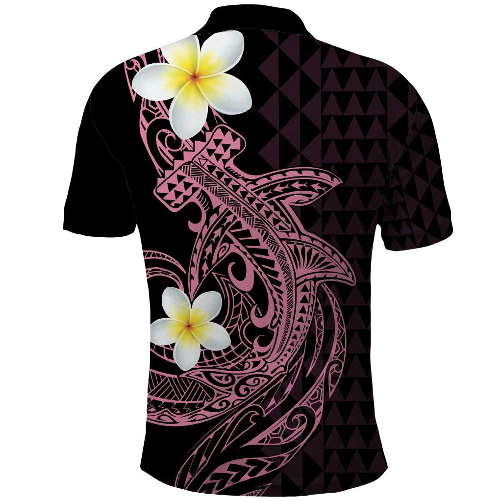 Aloha Hammerhead Shark Polo Shirt Vivacious Pink Hawaiian Kakau Tribal Tattoo