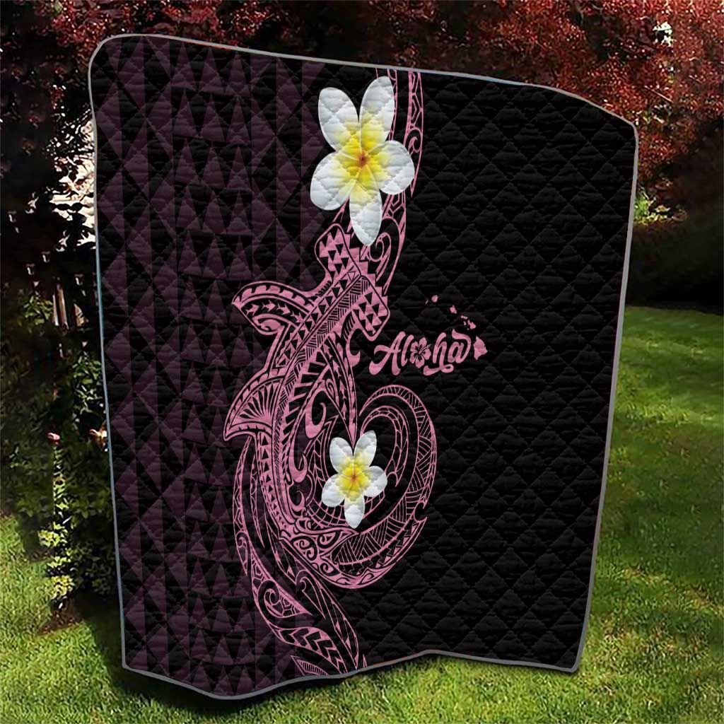 Aloha Hammerhead Shark Quilt Vivacious Pink Hawaiian Kakau Tribal Tattoo