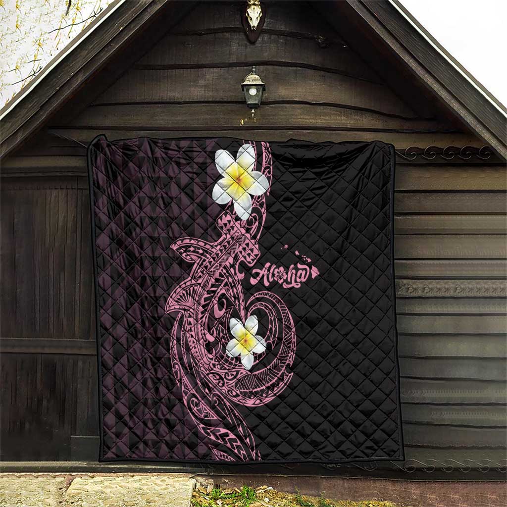 Aloha Hammerhead Shark Quilt Vivacious Pink Hawaiian Kakau Tribal Tattoo
