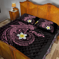 Aloha Hammerhead Shark Quilt Bed Set Vivacious Pink Hawaiian Kakau Tribal Tattoo