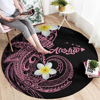 Aloha Hammerhead Shark Round Carpet Vivacious Pink Hawaiian Kakau Tribal Tattoo