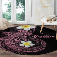 Aloha Hammerhead Shark Round Carpet Vivacious Pink Hawaiian Kakau Tribal Tattoo