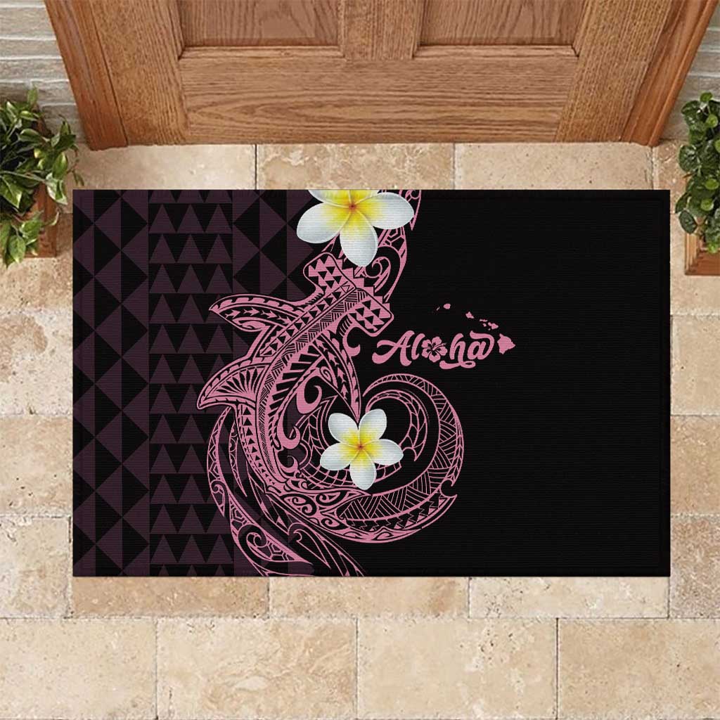 Aloha Hammerhead Shark Rubber Doormat Vivacious Pink Hawaiian Kakau Tribal Tattoo LT9 Pink - Polynesian Pride