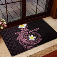 Aloha Hammerhead Shark Rubber Doormat Vivacious Pink Hawaiian Kakau Tribal Tattoo