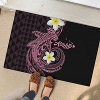 Aloha Hammerhead Shark Rubber Doormat Vivacious Pink Hawaiian Kakau Tribal Tattoo