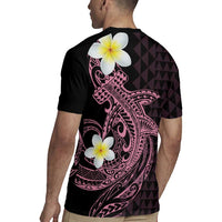 Aloha Hammerhead Shark Rugby Jersey Vivacious Pink Hawaiian Kakau Tribal Tattoo