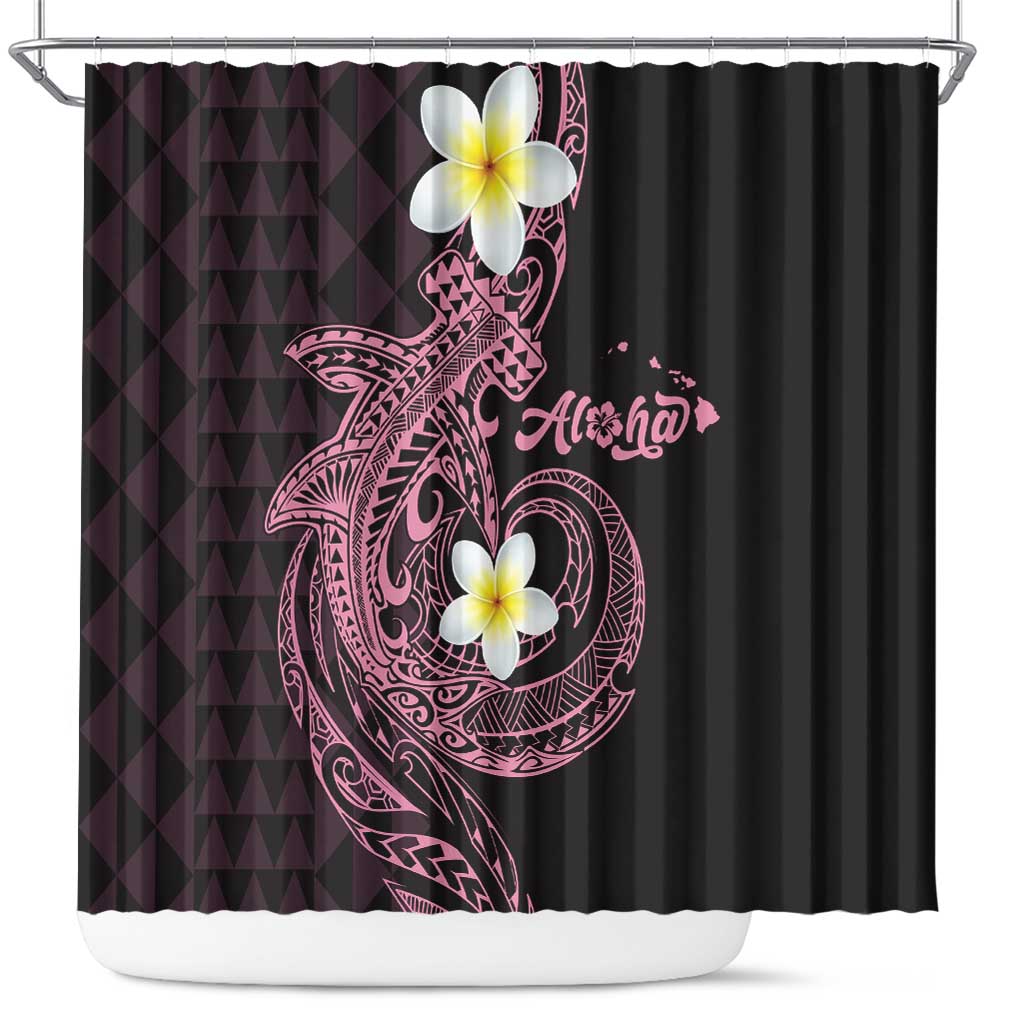 Aloha Hammerhead Shark Shower Curtain Vivacious Pink Hawaiian Kakau Tribal Tattoo LT9 Pink - Polynesian Pride