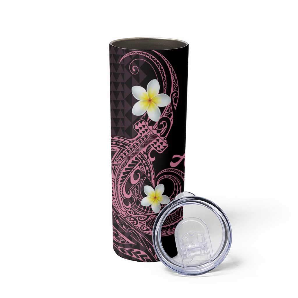 Aloha Hammerhead Shark Skinny Tumbler Vivacious Pink Hawaiian Kakau Tribal Tattoo