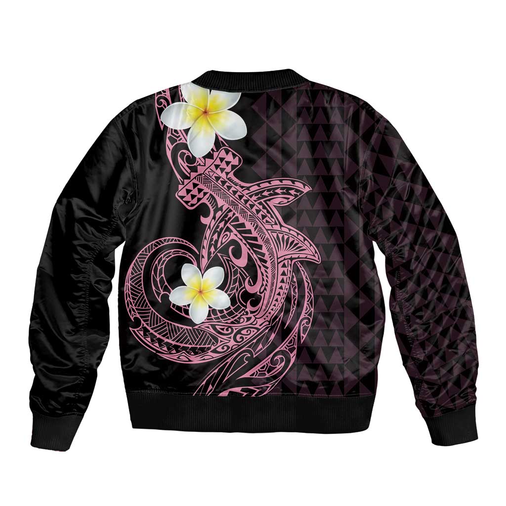 Aloha Hammerhead Shark Sleeve Zip Bomber Jacket Vivacious Pink Hawaiian Kakau Tribal Tattoo LT9 - Polynesian Pride