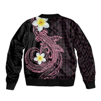 Aloha Hammerhead Shark Sleeve Zip Bomber Jacket Vivacious Pink Hawaiian Kakau Tribal Tattoo LT9 - Polynesian Pride