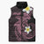 Aloha Hammerhead Shark Sleeveless Puffer Jacket Vivacious Pink Hawaiian Kakau Tribal Tattoo - Polynesian Pride