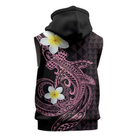 Aloha Hammerhead Shark Sleeveless Zip Hoodie Vivacious Pink Hawaiian Kakau Tribal Tattoo - Polynesian Pride