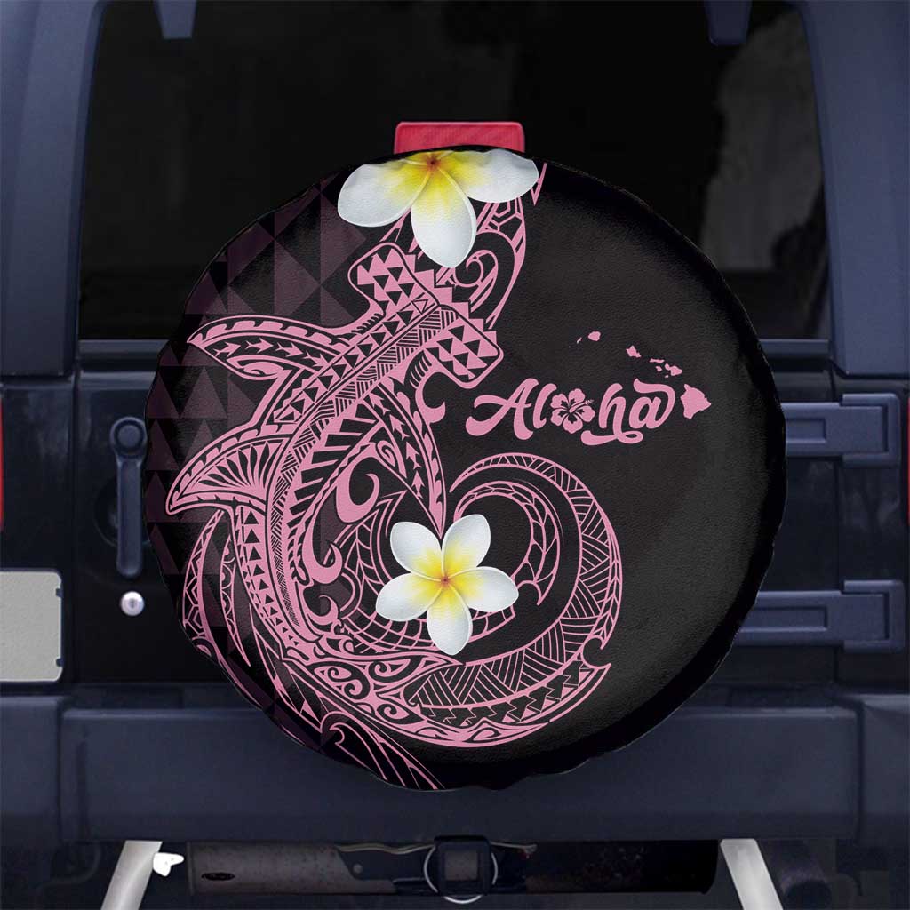 Aloha Hammerhead Shark Spare Tire Cover Vivacious Pink Hawaiian Kakau Tribal Tattoo