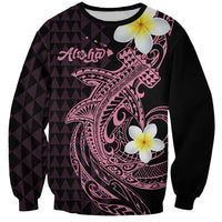 Aloha Hammerhead Shark Sweatshirt Vivacious Pink Hawaiian Kakau Tribal Tattoo