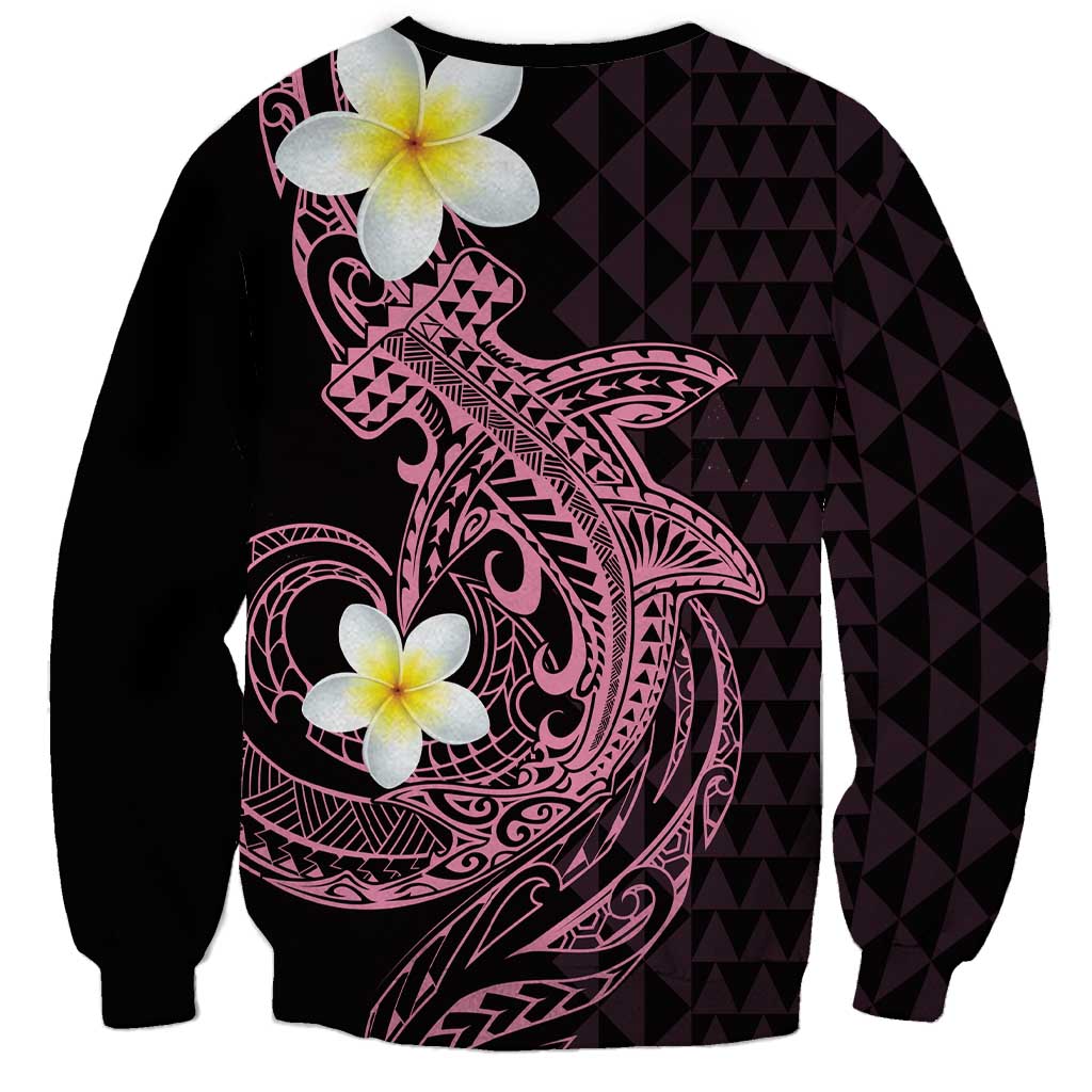 Aloha Hammerhead Shark Sweatshirt Vivacious Pink Hawaiian Kakau Tribal Tattoo