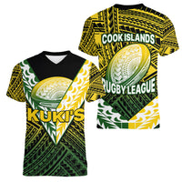 The Kuki's Cook Islands Rugby Women V Neck T Shirt Be Unique Vibe Black LT9 Female Black - Polynesian Pride