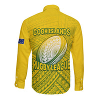 The Kuki's Cook Islands Rugby Long Sleeve Button Shirt Be Unique Vibe Yellow LT9 - Polynesian Pride
