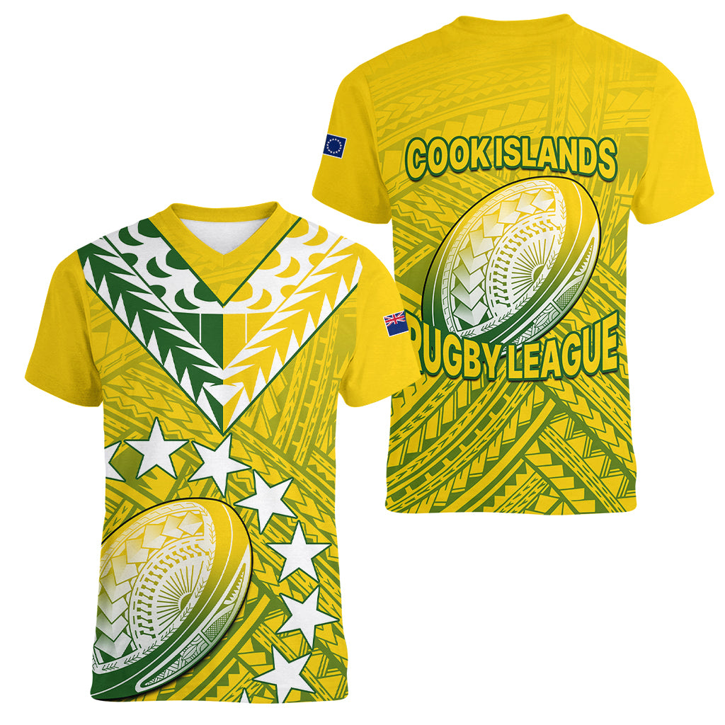 The Kuki's Cook Islands Rugby Women V Neck T Shirt Be Unique Vibe Yellow LT9 Female Yellow - Polynesian Pride