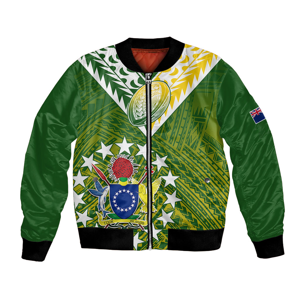 The Kuki's Cook Islands Rugby Bomber Jacket Be Unique Vibe Green LT9 Unisex Green - Polynesian Pride