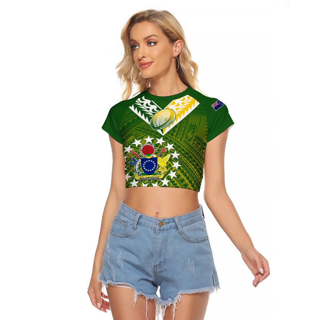 The Kuki's Cook Islands Rugby Raglan Cropped T Shirt Be Unique Vibe Green LT9 Female Green - Polynesian Pride