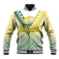 (Custom Text And Number) The Kuki's Cook Islands Rugby Baseball Jacket Be Unique Vibe White LT9 Unisex White - Polynesian Pride