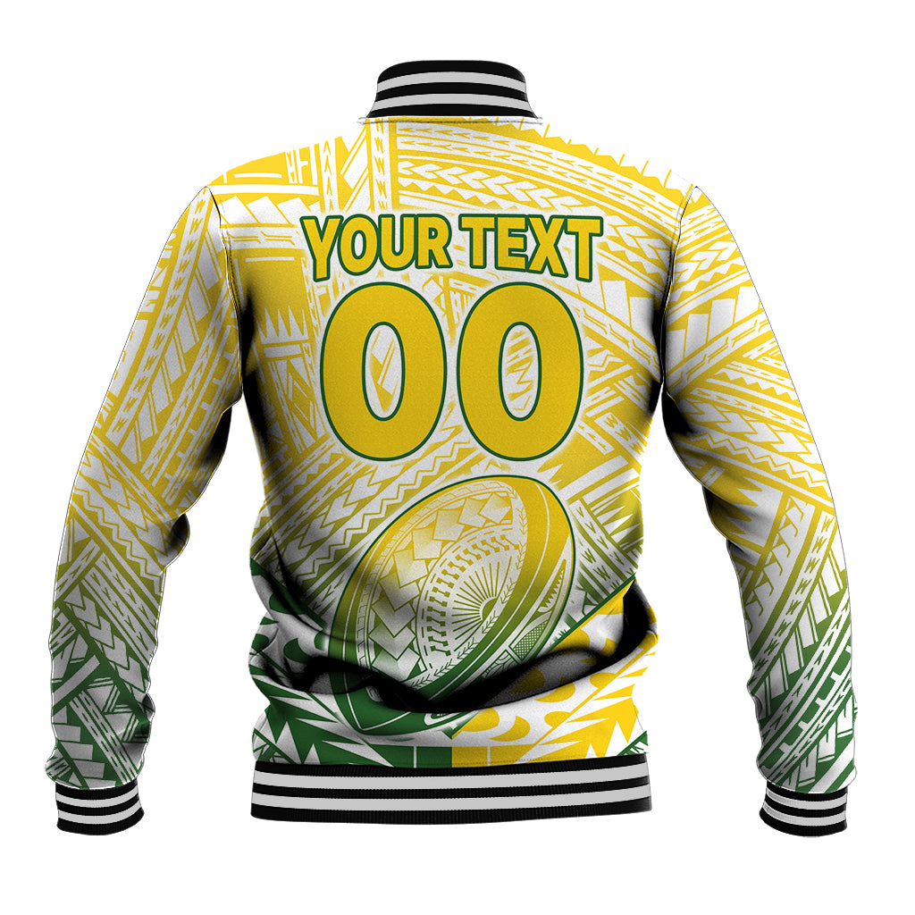 (Custom Text And Number) The Kuki's Cook Islands Rugby Baseball Jacket Be Unique Vibe White LT9 - Polynesian Pride