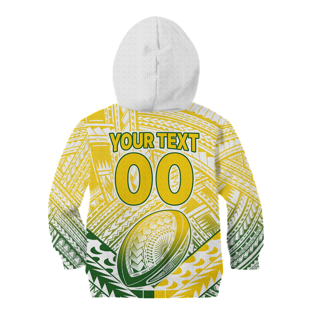 (Custom Text And Number) The Kuki's Cook Islands Rugby Kid Hoodie Be Unique Vibe White LT9 - Polynesian Pride
