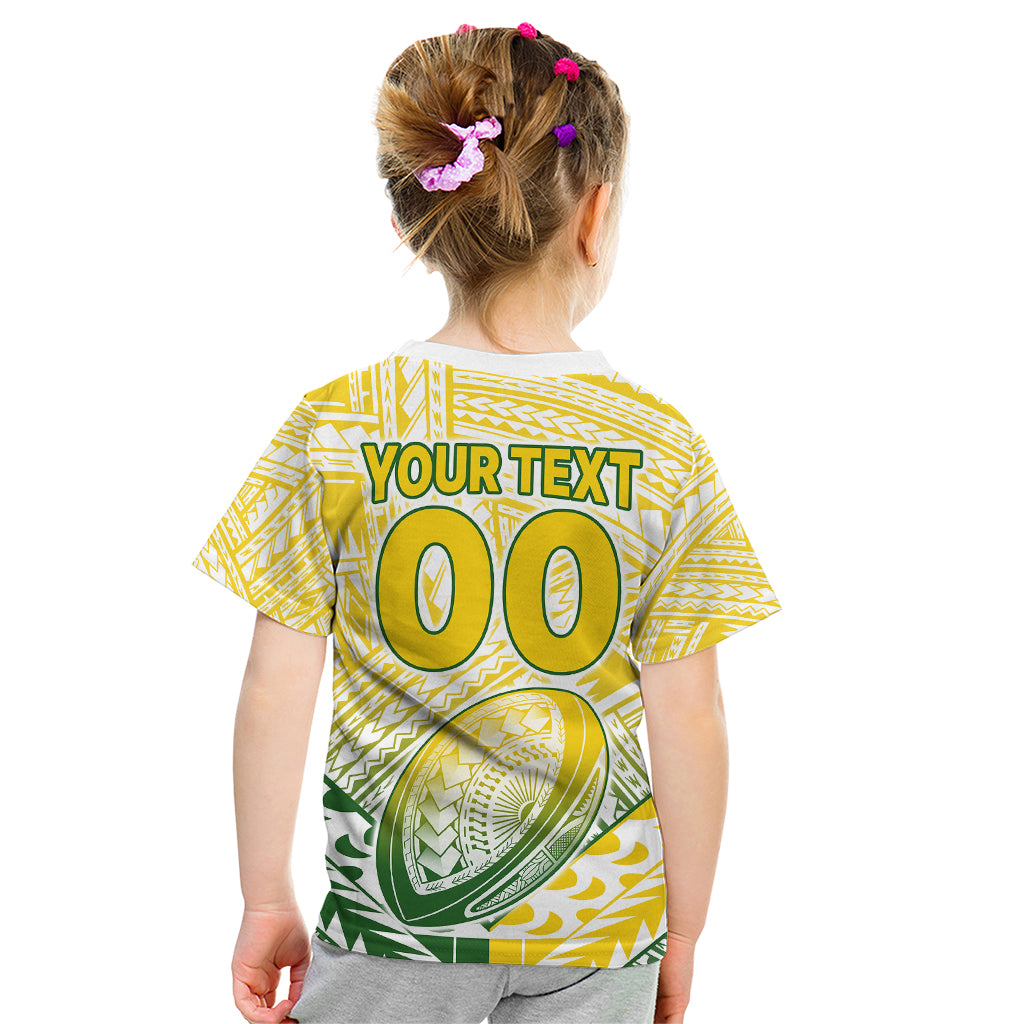 (Custom Text And Number) The Kuki's Cook Islands Rugby Kid T Shirt Be Unique Vibe White LT9 - Polynesian Pride