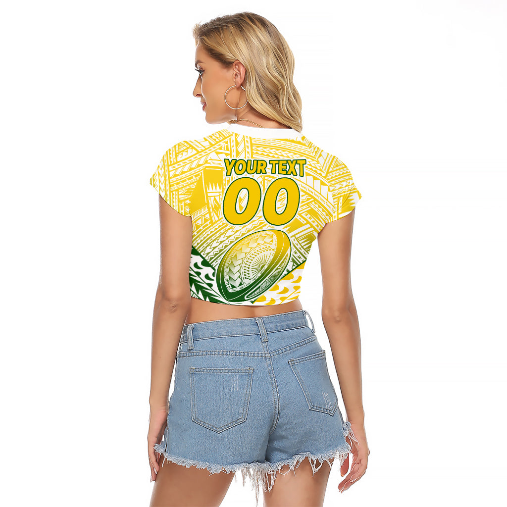 (Custom Text And Number) The Kuki's Cook Islands Rugby Raglan Cropped T Shirt Be Unique Vibe White LT9 - Polynesian Pride