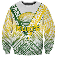 (Custom Text And Number) The Kuki's Cook Islands Rugby Sweatshirt Be Unique Vibe White LT9 Unisex White - Polynesian Pride