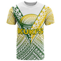 (Custom Text and Number) The Kukis Cook Islands Rugby T Shirt Be Unique Vibe White LT9 White - Polynesian Pride