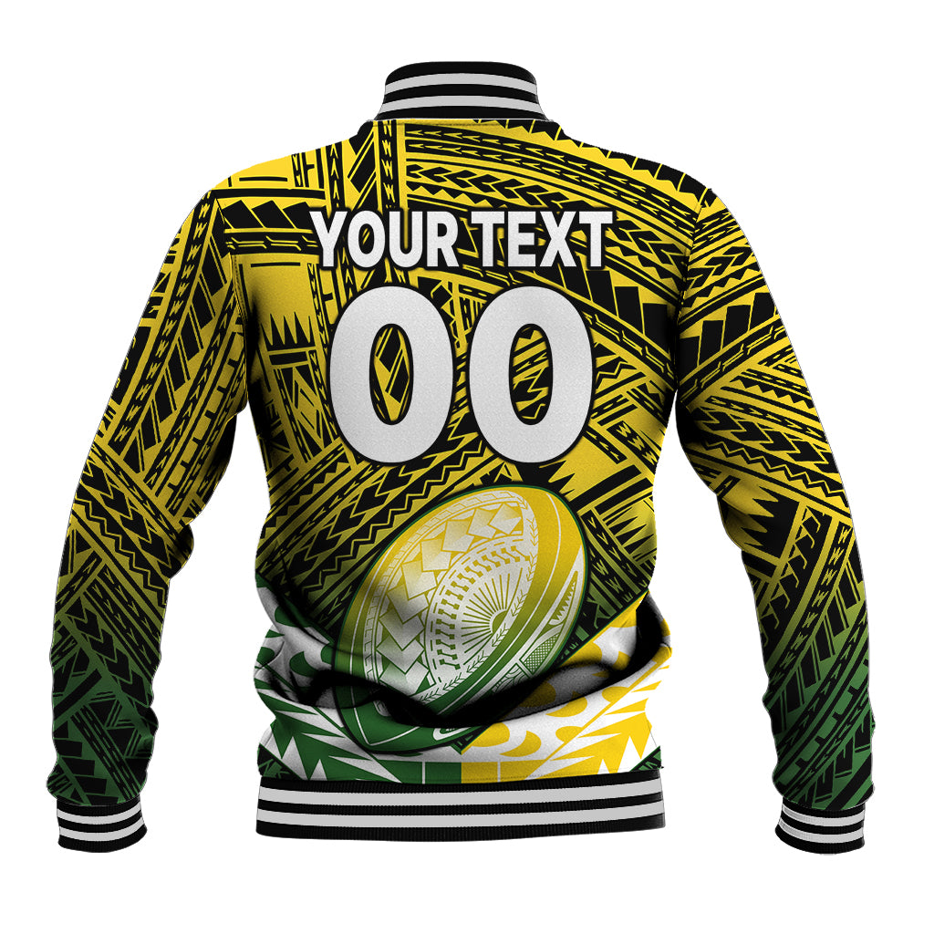(Custom Text And Number) The Kuki's Cook Islands Rugby Baseball Jacket Be Unique Vibe Black LT9 - Polynesian Pride