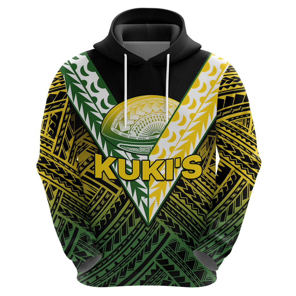 (Custom Text and Number) The Kukis Cook Islands Rugby Hoodie Be Unique Vibe Black LT9 Zip Hoodie Black - Polynesian Pride