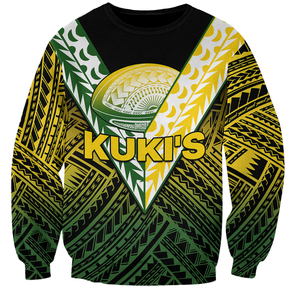 (Custom Text And Number) The Kuki's Cook Islands Rugby Sweatshirt Be Unique Vibe Black LT9 Unisex Black - Polynesian Pride