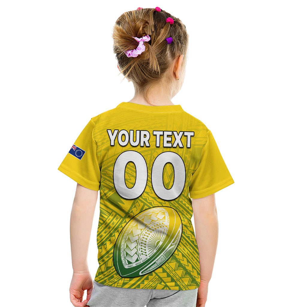 (Custom Text And Number) The Kuki's Cook Islands Rugby Kid T Shirt Be Unique Vibe Yellow LT9 - Polynesian Pride
