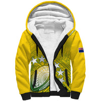 (Custom Text And Number) The Kuki's Cook Islands Rugby Sherpa Hoodie Be Unique Vibe Yellow LT9 Unisex Yellow - Polynesian Pride