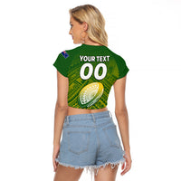 (Custom Text And Number) The Kuki's Cook Islands Rugby Raglan Cropped T Shirt Be Unique Vibe Green LT9 - Polynesian Pride