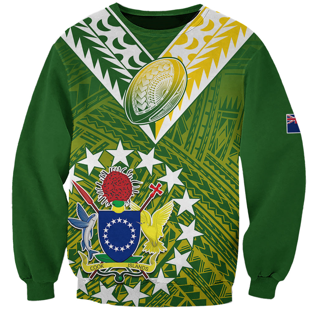 (Custom Text And Number) The Kuki's Cook Islands Rugby Sweatshirt Be Unique Vibe Green LT9 Unisex Green - Polynesian Pride